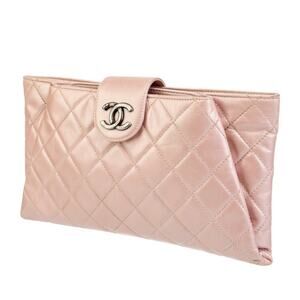 Pink Iridescent CHANEL Cco pleats Clutch